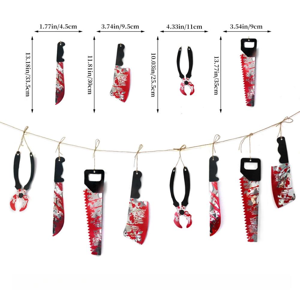 

8/12PC Halloween Paper Knives Pull Flags for Halloween Ghost Festival Haunted House Bar KTV Horror Carnival DIY Decorative Props