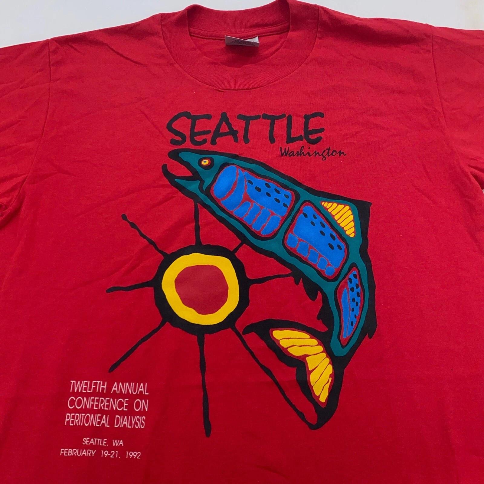 vintage 90s SEATTLE WASHINGTON T-Shirt MEDIUM/LARGE nature art soft 4XL