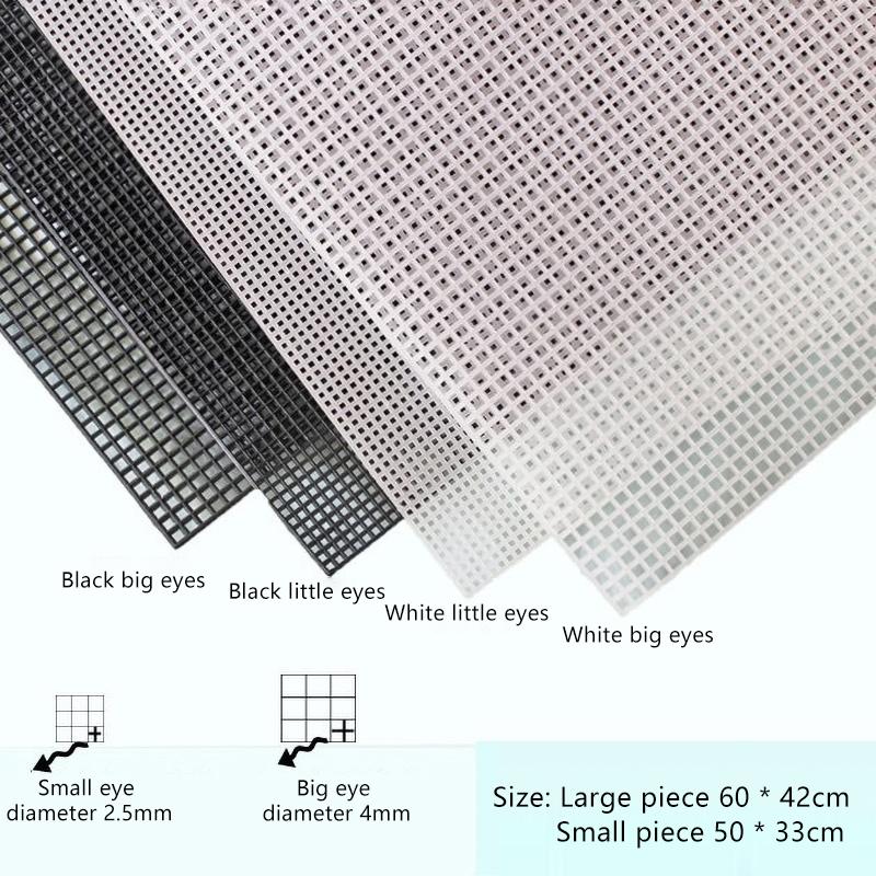 2PCS Sewing Plastic Canvas Sheets Black/White Mesh Sheets For DIY Embroidered Woven Crafts 30*20cm
