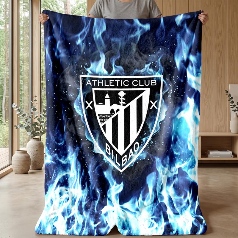 Athletic Bilbao Football Print Flannel Blanket, Soft Warm Lightweight Throw Blanket for Sofa Bed Camping