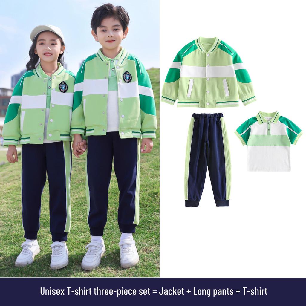 Children's Autumn/Spring School Uniform: Windbreaker, Sports, and Performance Three-Piece Set