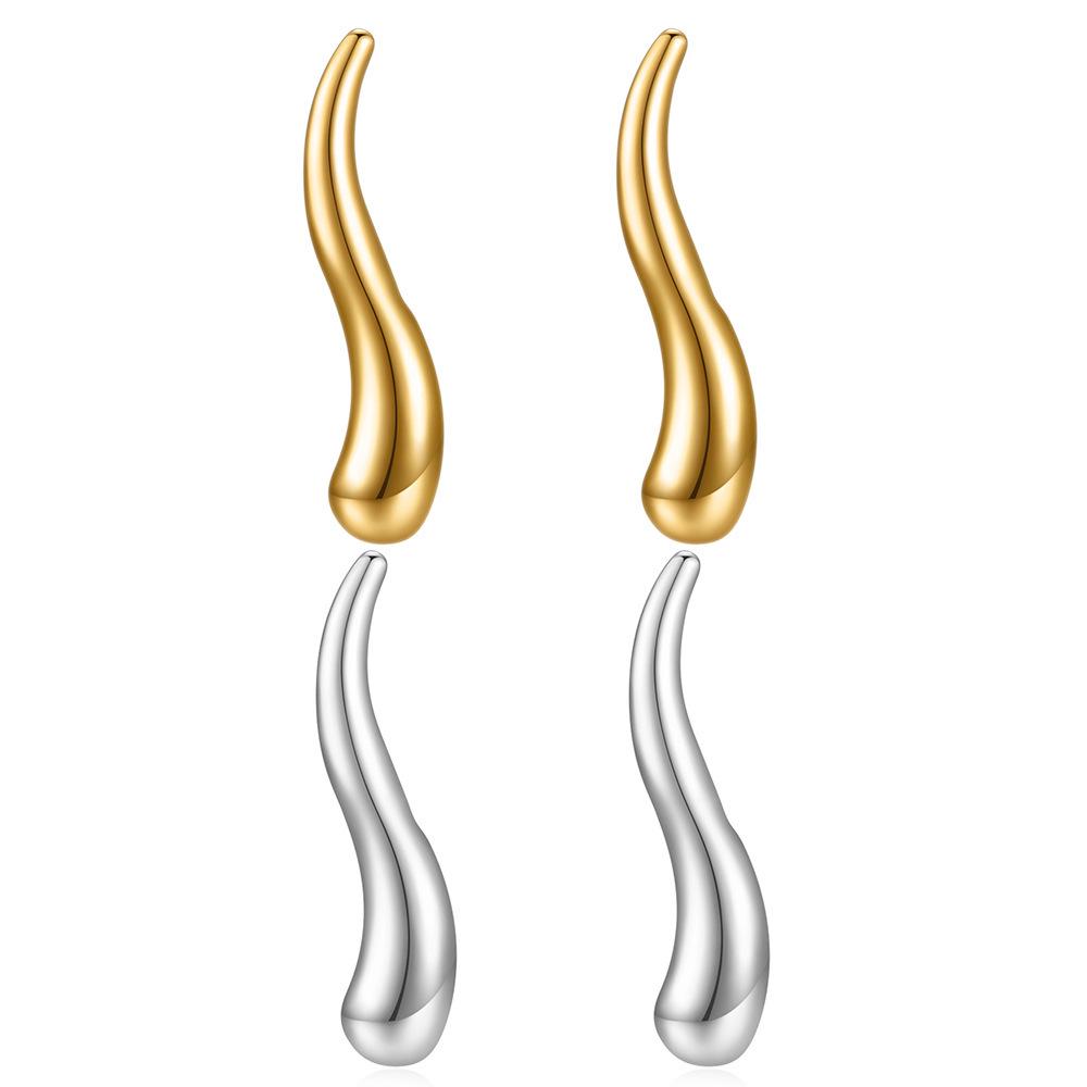 European & American 53MM Stainless Steel Water Drop Earrings