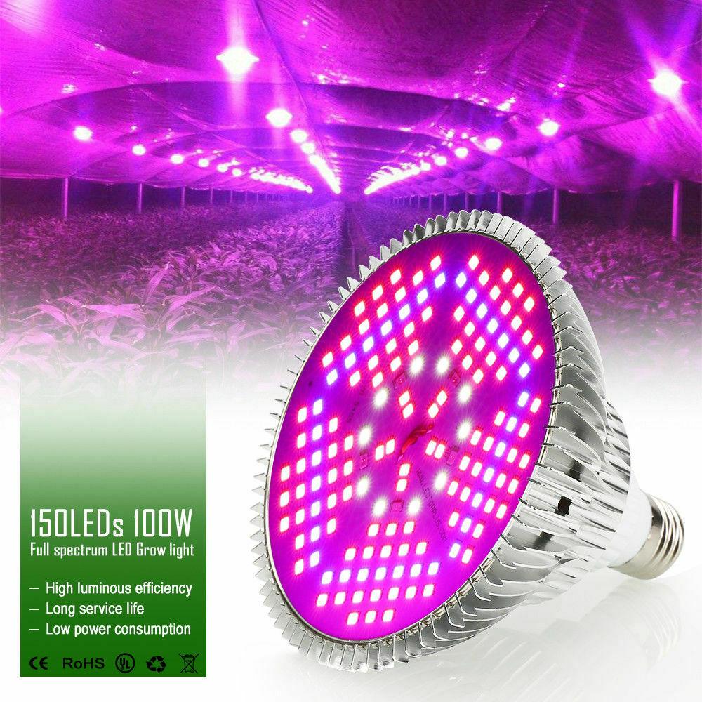 Buy 50/80/100W LED Grow Light Bulb E27 Full Spectrum Hydroponic Plant ...