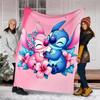 Stitch Flowers Flannel Fleece Blanket Cozy Warm Throw Blanket For Couch Bed Travel All Season Use