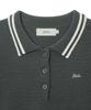 YALE Cotton Polo Crop Knit_Charcoal