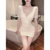 Spice girl pure desire style sexy low cut thin hip skirt children summer temperament design sense mesh short sleeve dress