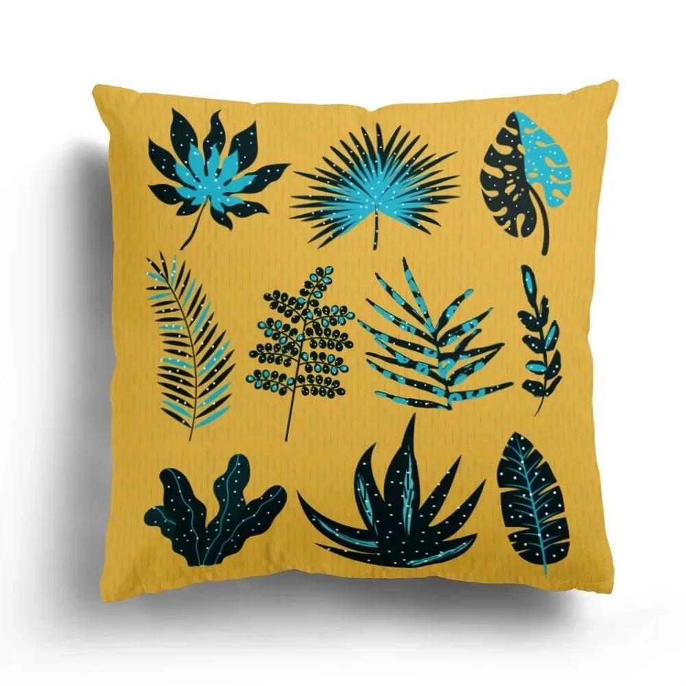 Office Sofa Car Cushion Cover Luxury Home Decoration Pillow Cover Creative Leaves Tropical Plant Pattern