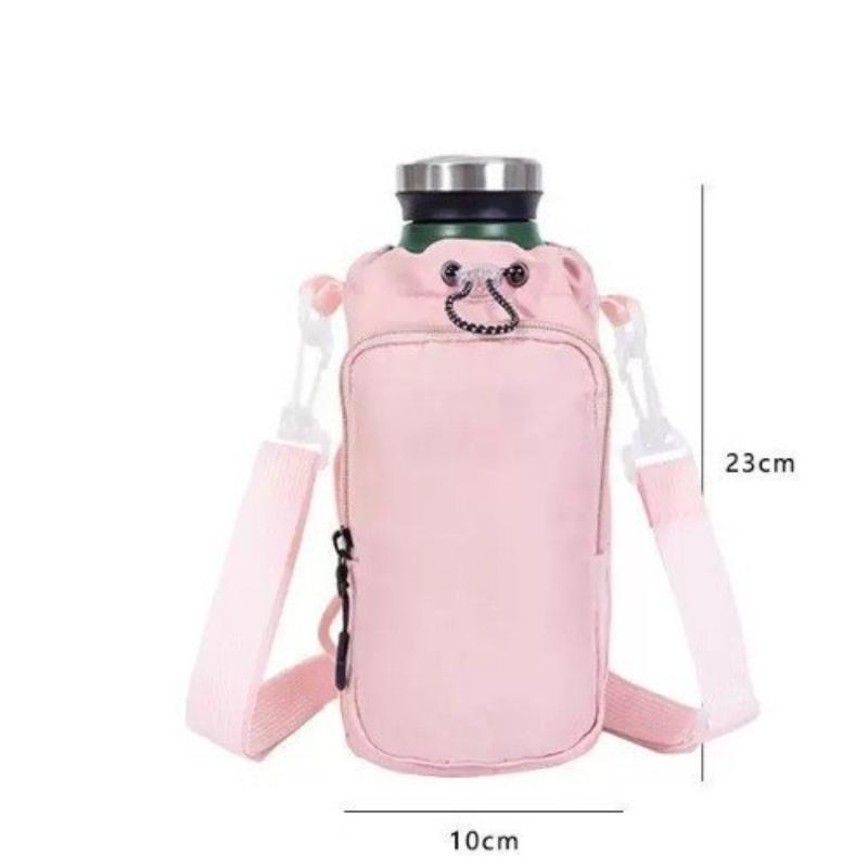 Small Water Bottle Carrier Bag With Adjustable Shoulder Strap Convenient Outdoors Water Bottle Pouch With Phone Pocket розовый