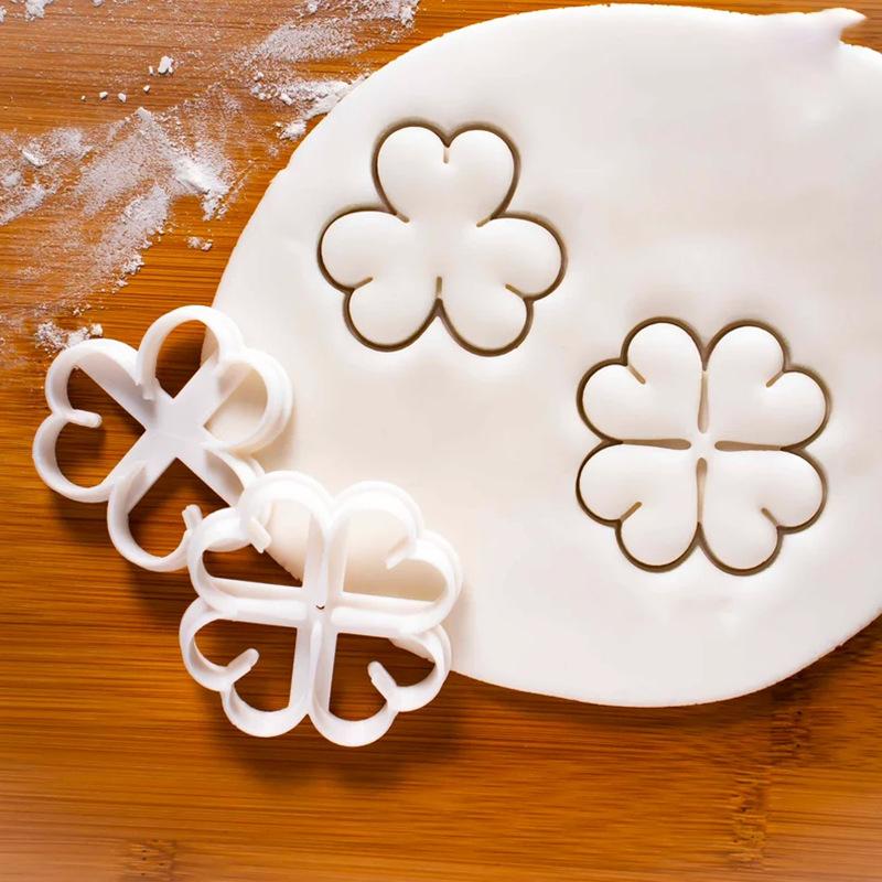 St. Patrick'S Day Shamrock Four Leaf Clover Diy 3D Cookie Cutter Fondant Molds Baking Decoration Tool For Cake Mold Party Lucky