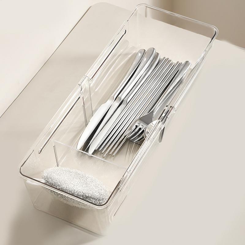 Cutlery Organizer Daily Drawer Divider Tray Rectangle Easy Clean Home Kitchen Spoon Fork Separation Box Home Storage Accessories