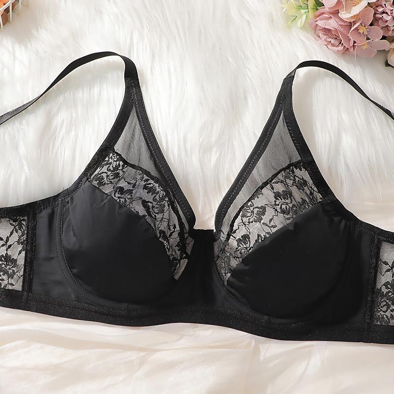 Soutien-gorge Noir à Couture en Dentelle Grande Taille avec Armatures Lingerie Grande Taille