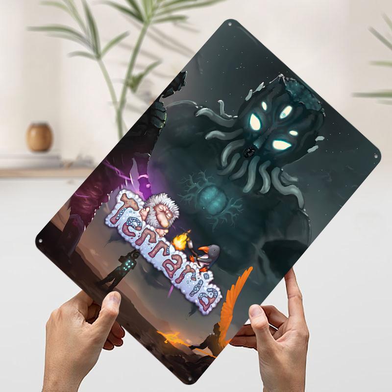 

Terraria Game Cover Art Tinplate Poster Customized Wall Art Vintage Retro Metal Signs for Room Decoration Home Decor Items Plate 7.9x11.8In(20x30cm)