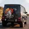 Howling Wolf and Sunflowers Tire Cover Durable Polyester Spare Wheel Protector Universal Fit SUV Accessory