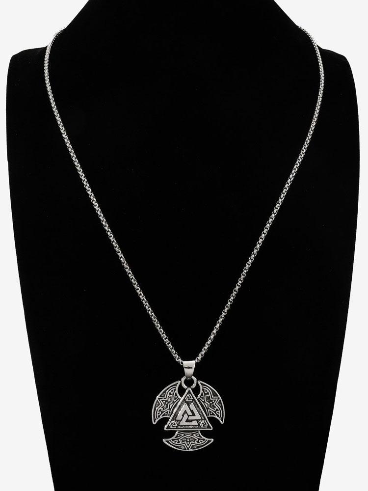 1 Stück Nordic Viking Stil Symbol Halskette mit Retro Muster Details Exquisites Nischen Dicke Kette Design Geeignet Party Dunkel