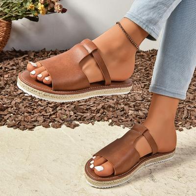 Fashion 2024 Summer Arrival Casual Fashion Solid Color Open Toe Slippers Comfortable Non-slip Women's Low Heel Sandals Platform Sandals