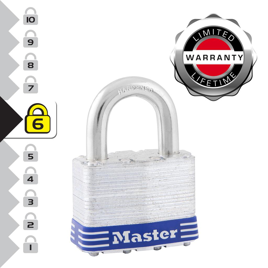 Master Lock Laminated Padlock with Key, 74x51x33 mm