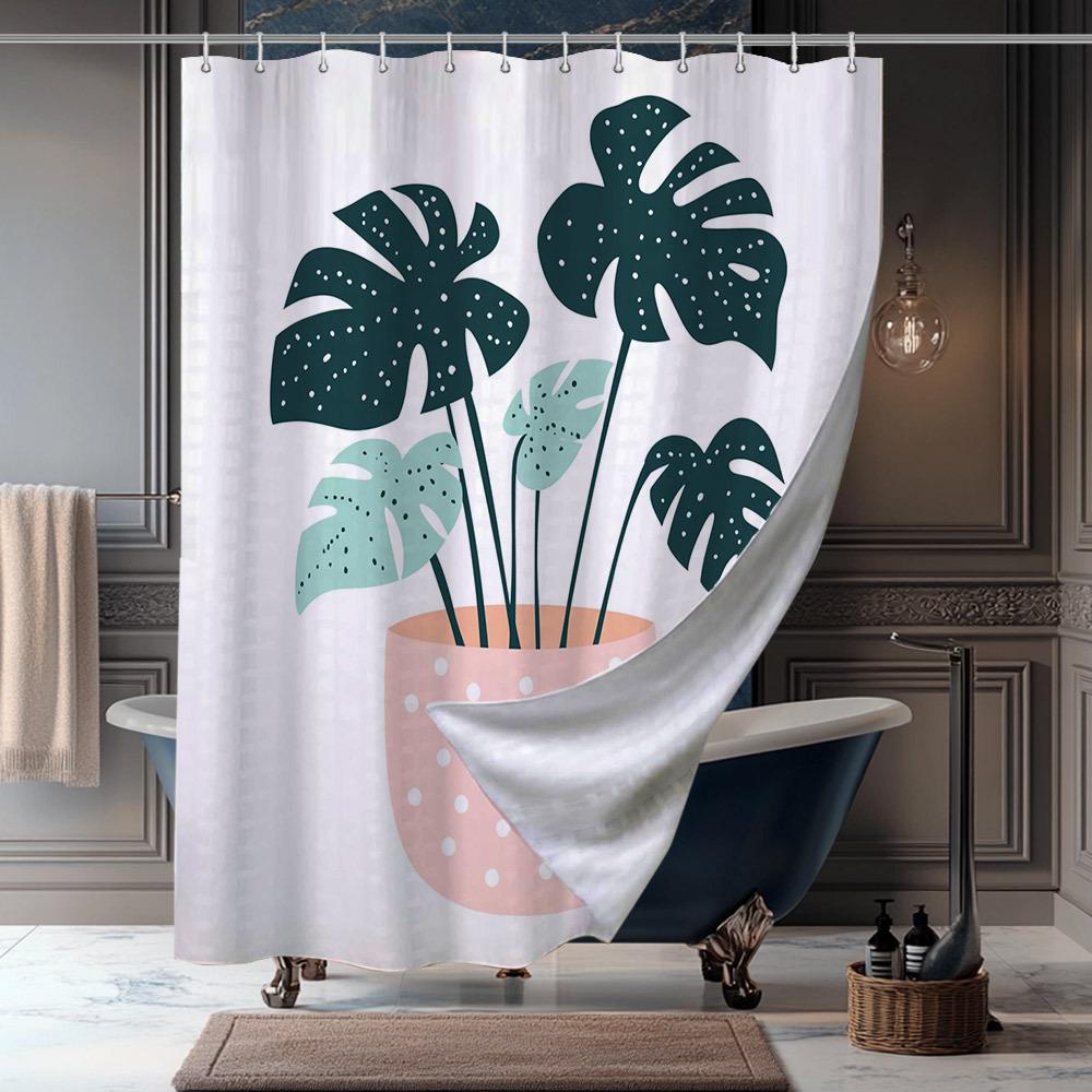 

Пестрая шторка для душа с цветочным принтом - Тканый полиэстер, Машинная стирка, Устойчива к выцветанию, Декор для ванной комнаты на весну и круглый год W90xH180cm