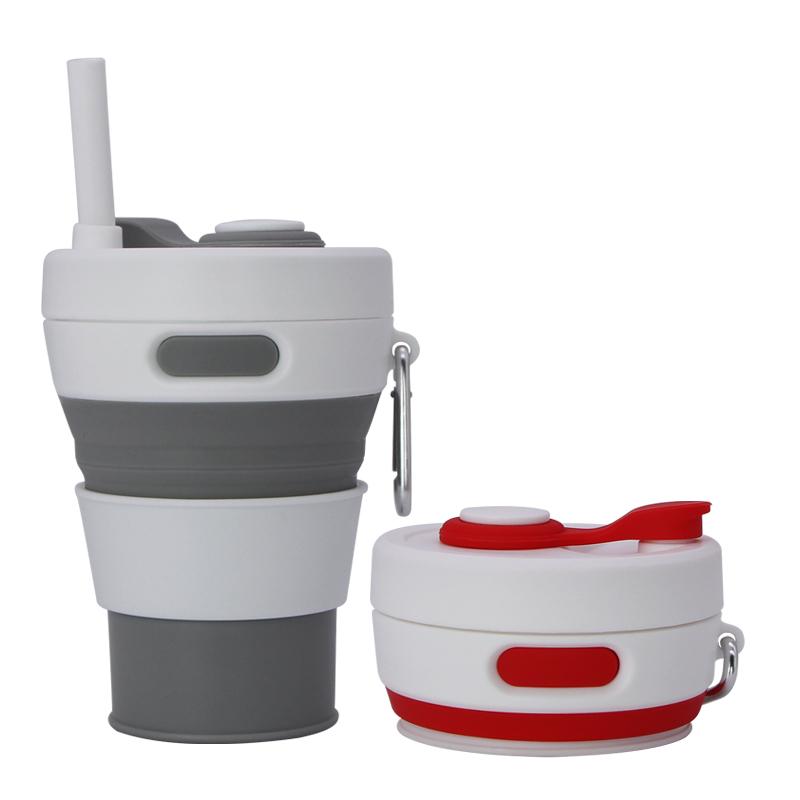 2 Pcs Collapsible Cup for Traveling 450ml Silicone Folding Camping Mug Leak Proof BPA Free Portable Reusable