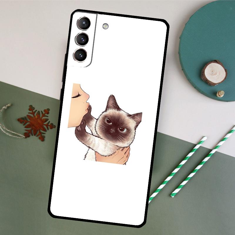 Kiss Cat Cute Kitten Cartoon Phone Case For Samsung Galaxy S26 S25 Ultra S20 S21 S22 S23 S24 S10 Plus S25 FE Back Cover