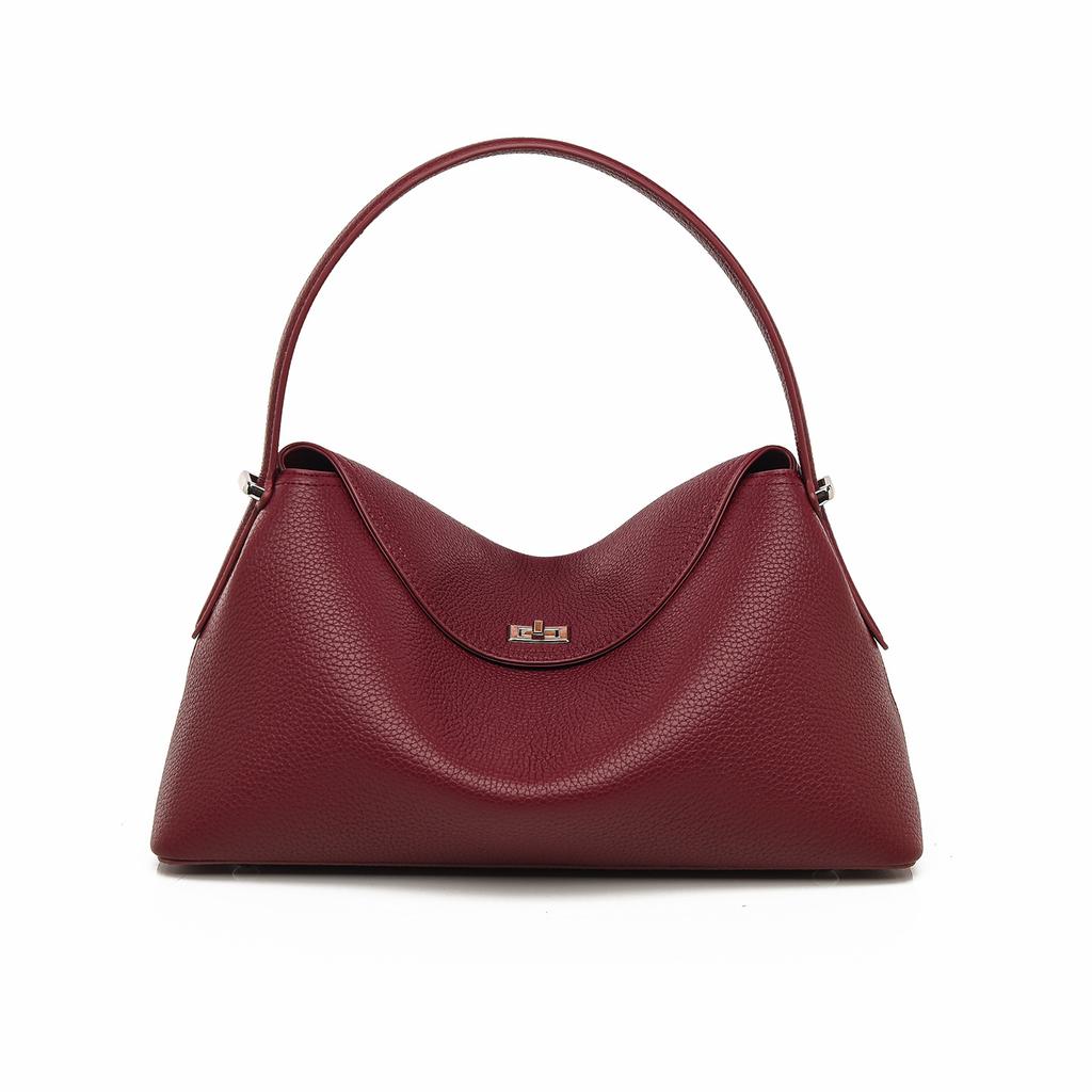 Direct Supply Handbag, Fashionable Lychee Patterned Commuter Bag, Large Capacity, Simple Underarm Shoulder Bag for Women