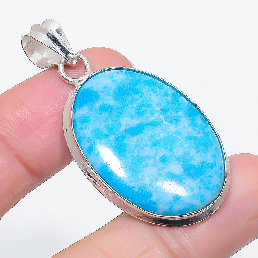 

Natural Larimar Gemstone Handmade 925 Sterling Silver Jewelry Pendant 1.97 F8N62