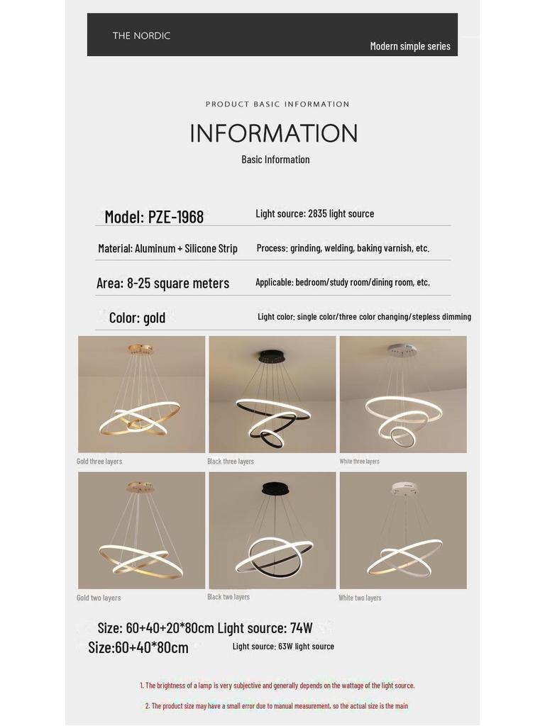 Nordic Modern Golden Ring Chandelier for Living Room, Duplex, Lobby, Bedroom, or Restaurant.