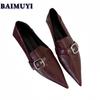 Pointed Toe Women Sexy Loafers Shoes 2025 Trend Low Heels Elegant Fashion Leather Shoes New Designer Party Mature Mujer Zapatos