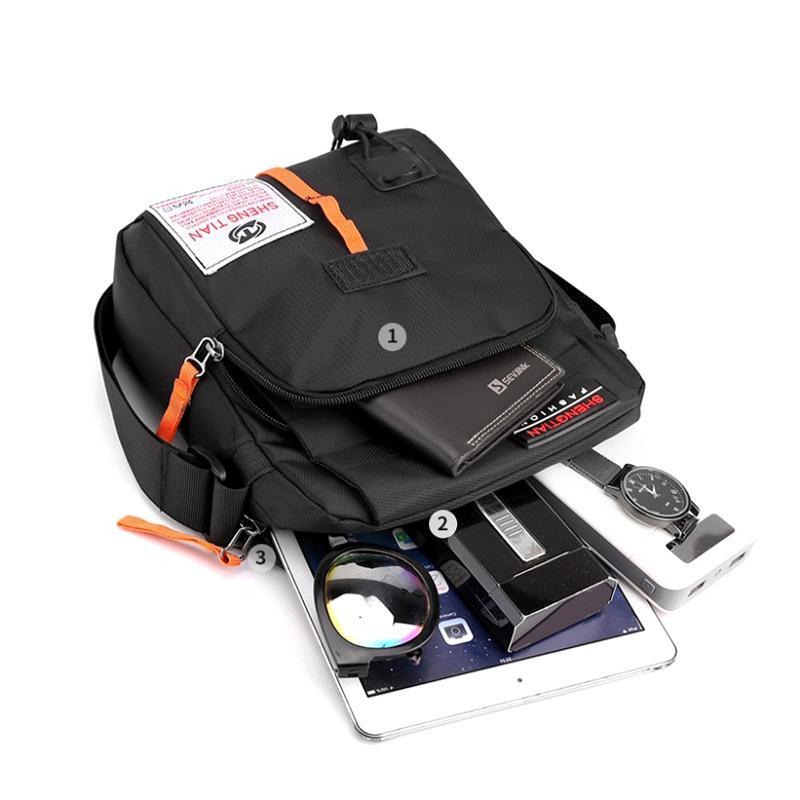 Sac bandoulière décontracté pour homme Grand sac messager Capacité de stockage élevée Sac à bandoulière étanche en tissu Oxford Multi-poches Sac bandoulière de voyage pour téléphone portefeuille Usage quotidien