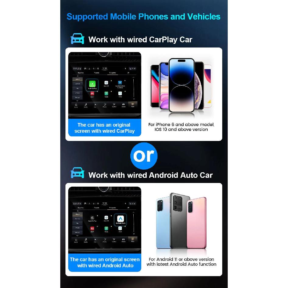 TIMEKNOW Wireless CarPlay Android Auto Adapter Wireless Car play Ai Box USB Dongle For Apple Iphone Android Phone Auto Connect