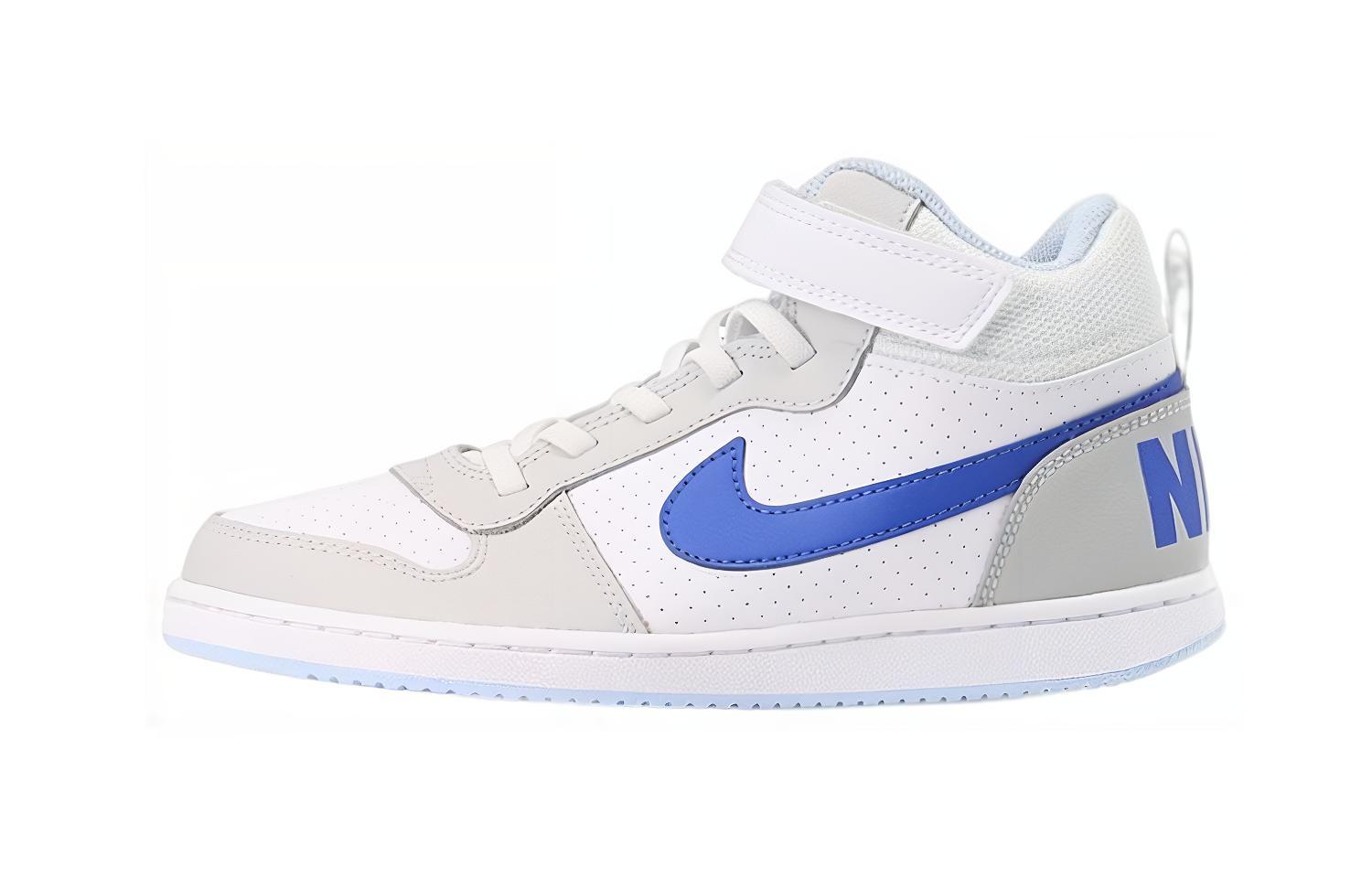 

Nike Court Borough Comfortable Cushioning Abrasion Resistant Mid top Kids Skateboarding Shoes White Blue Kids FB7178-141 31