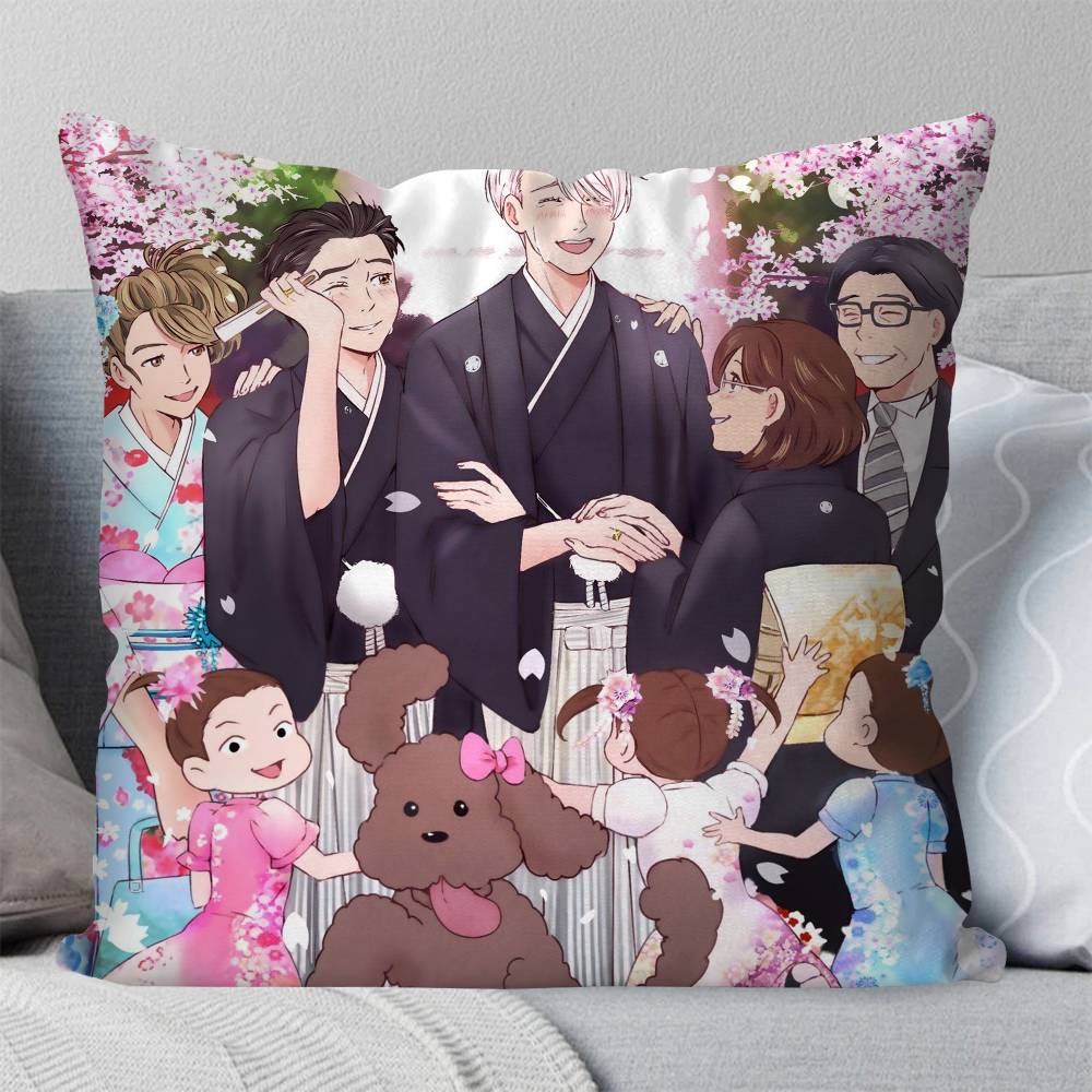 Anime YYURi On ICE Pillow Case Fashion Square Pillowcase Bedroom Sofa Room Ins Decoration Leisure