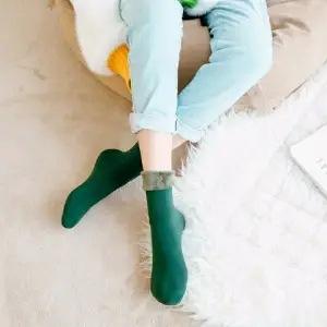 Women'S Winter Thick Insulation Short Cashmere Socks Nylon Snow Velvet Boot Solid Color High-Quality Women'S Floor Socks