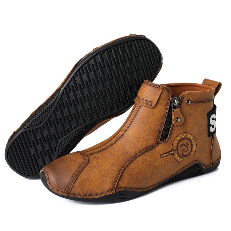 New Popular Large-size Men's High-top Martin Boots with Cotton Thermal Zipper Men's Shoes