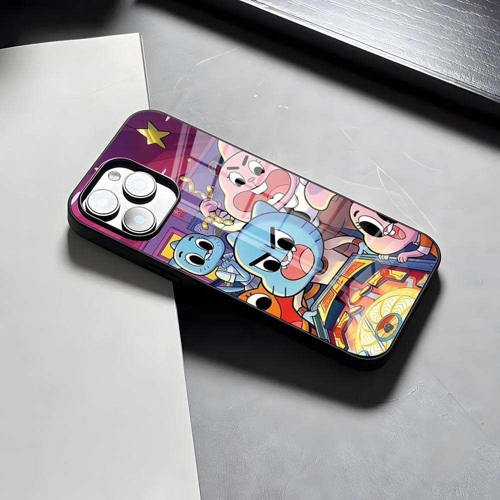 

The Amazing World Gumball Anime Phone Case For IPhone 17 Pro Max 15 Pro 16 14 Plus 12 13 Mini 11 Pro Shockproof Glass Cover iPhone12