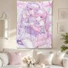 Kawaii Y2K Anime Style Pastel Girls Wall Tapestry Sweet Lolita Aesthetic Wall Hanging Polyester Home Room Decor