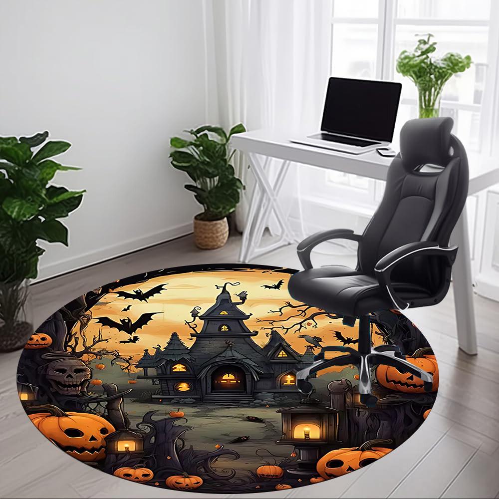 1pc Halloween Haunted Office Round Area Rug, Under Office Chairs Bedroom Living Room Home Decor, Room Deco, Available in Various Sizes