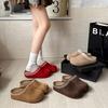 2025 New Imitation Velvet Splicing Casual Slippers Solid Color Thick Bottom Non-slip Warm Cotton Slippers Women