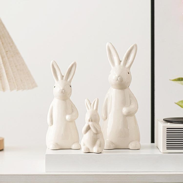 Kleine Hasenstatue Keramik Hasenfigur Liebenswertes Geschenk für Tierliebhaber
