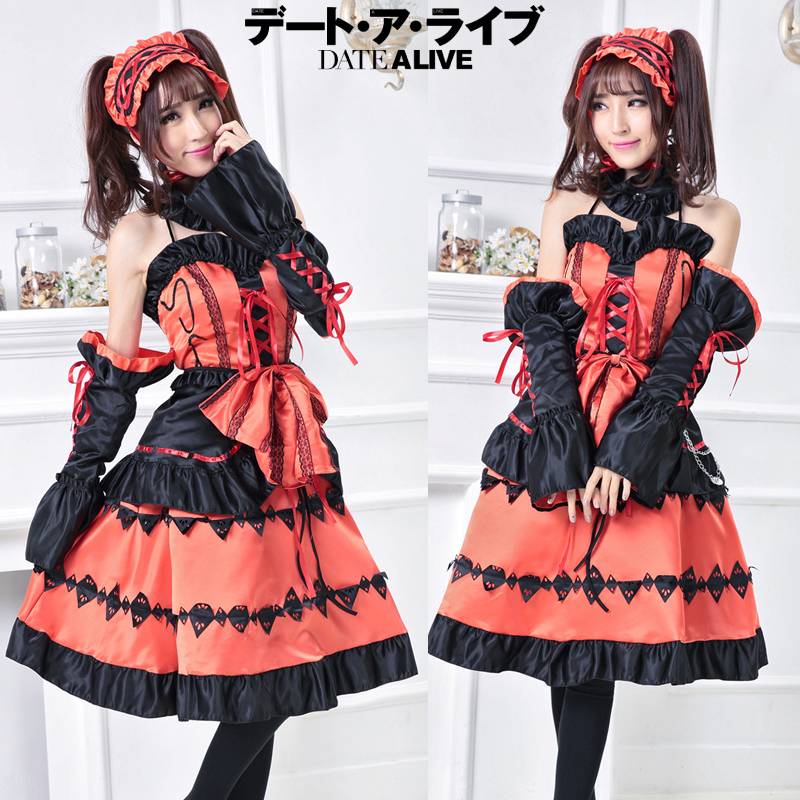 Date A Anime Live Tokisaki Kurumi Cosplaycostume Lolita Dress Girl Halloweensuit