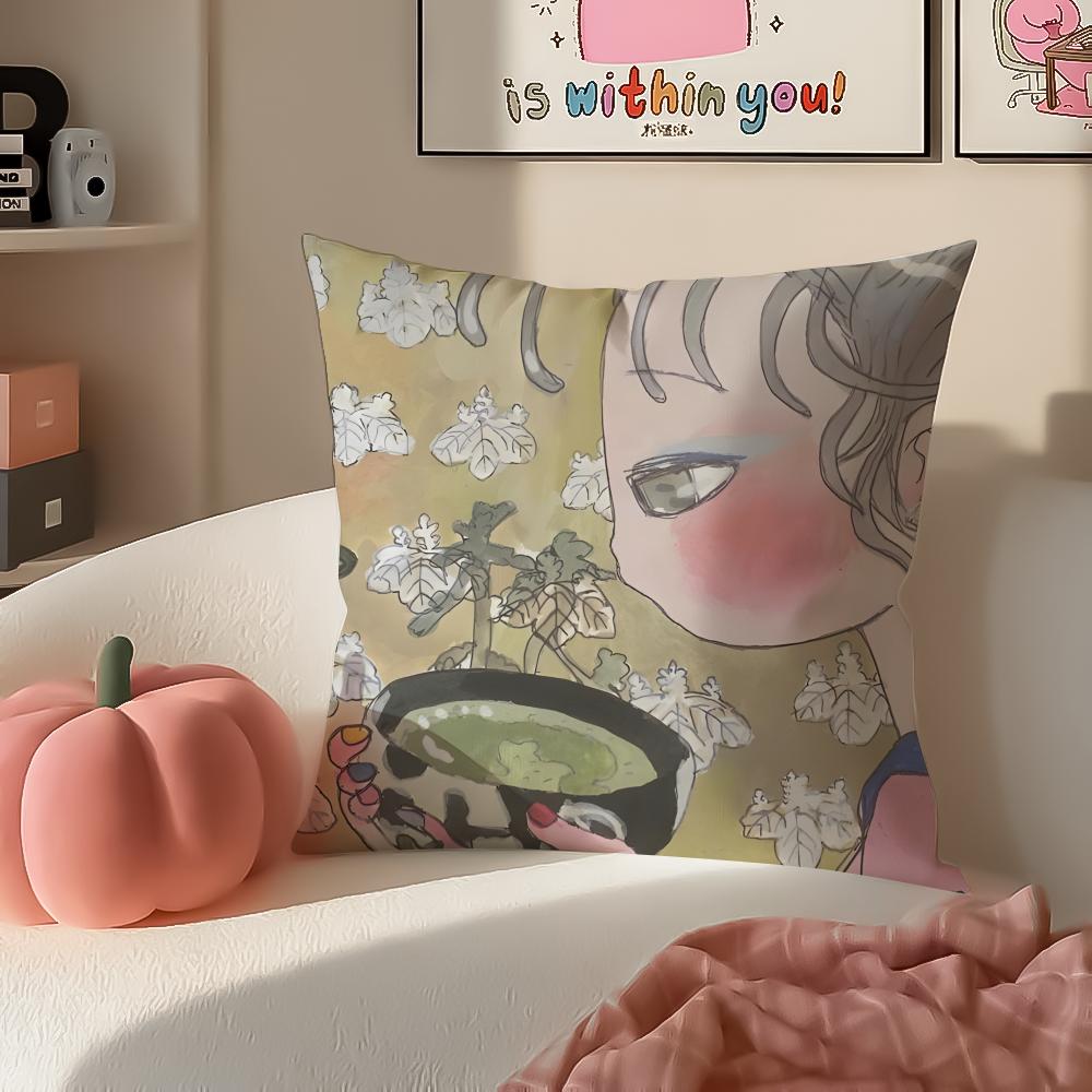 Warm Cute Surreal Japanese Art AAya Takano Cushion Cover Pillowcase Short Plush Invisible Zipper Room Sofa Cushion Cover