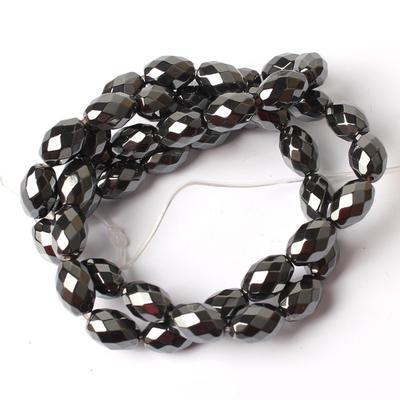 Natūralūs briaunoti juodo hematito ryžių formos birūs karoliukai papuošalams gaminti 3x5/4x6/6x9/6x12/8x16mm