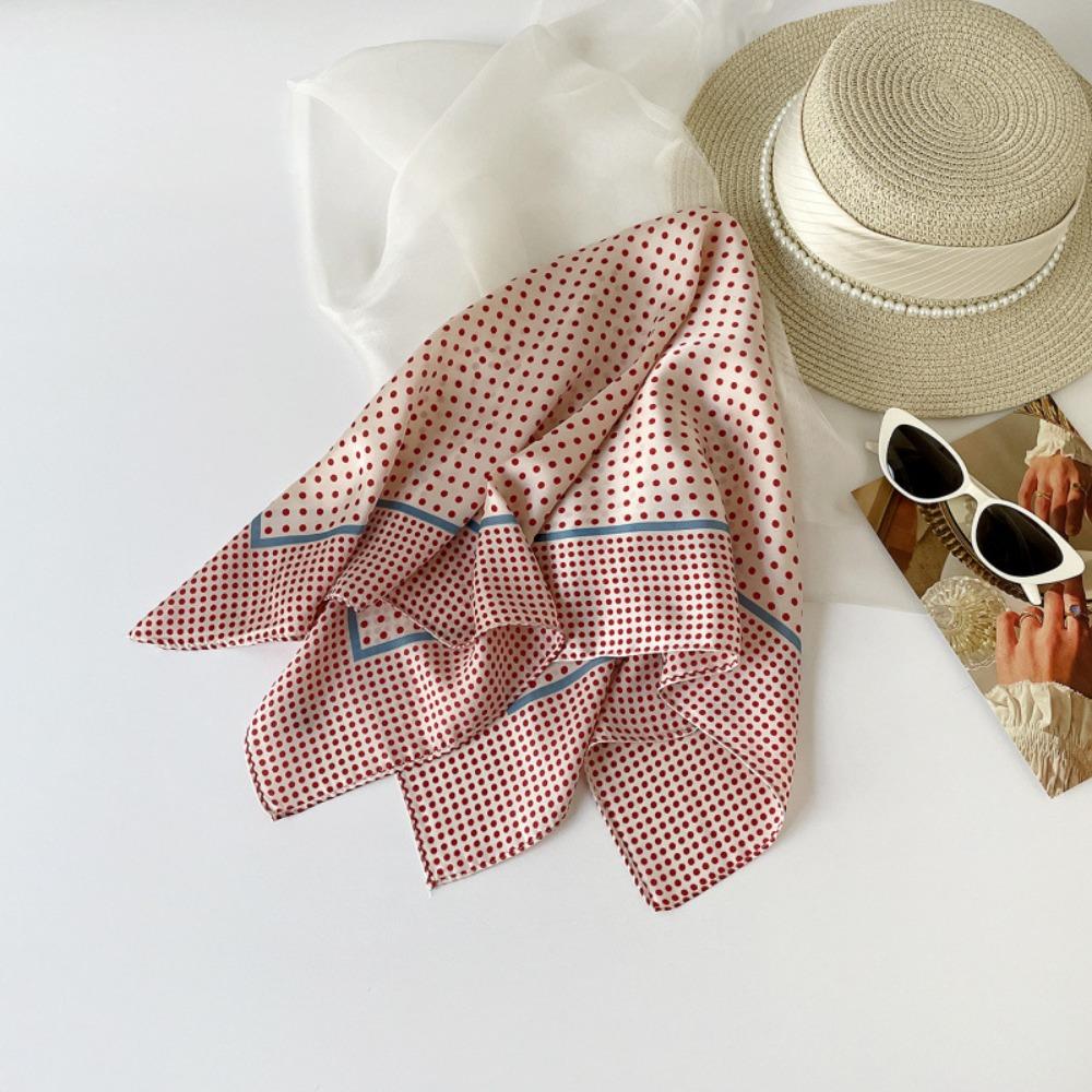 Printed Dot Print Scarf Colorful Polka Dot Silk Scarf Simple Hair Scarf Female