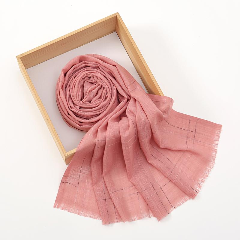New Plaid Cotton Hijab For Women Solid Wrap And Shawls Musulman Headband Islamic Turban Headband Maxi Headscarf Foulard 180*65cm