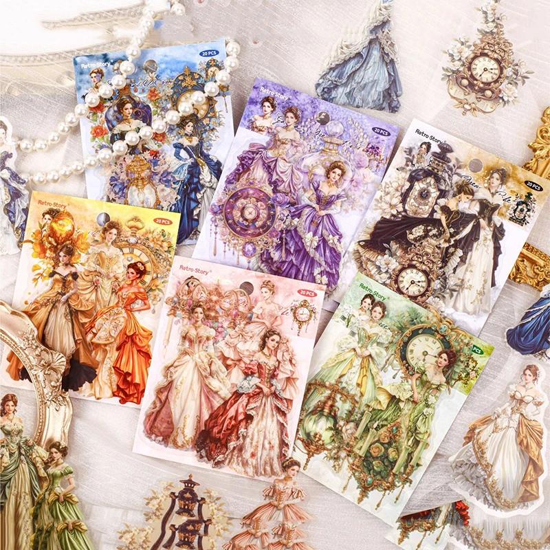 JIANWU Qimeng Chang Series Vintage Clock Character Landscape Material Collage PET Sticker Creative DIY Journal Stationery
