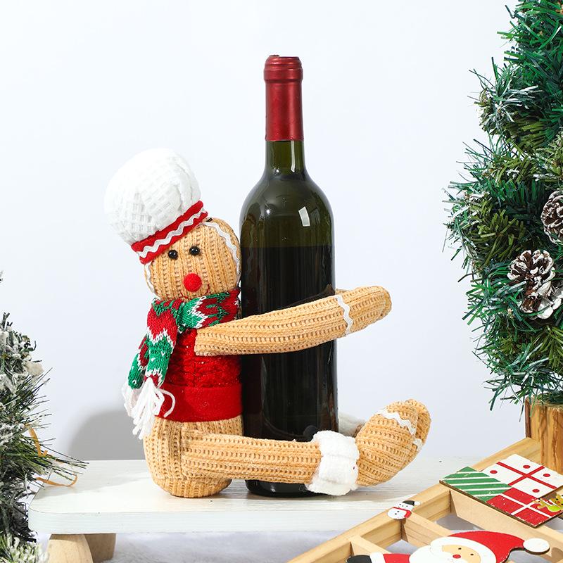 Festive Cartoon Wine Bottle Covers for Christmas Table Decor