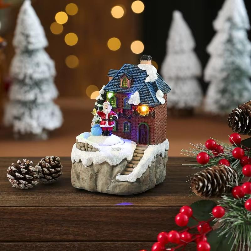 

Christmas New Year Gift Rotating Glowing Octave Box Xmas Creative Kitchen Ornament Decoration Christmas Children Music Box Gift