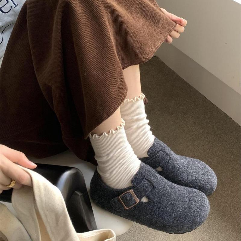 Autumn and Winter New Retro Lazy People Pedal Thick Soles To Increase Height, Ugly and Cute Single Shoes Women's Shoes