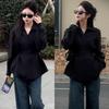 New 2025 Slimming French Silk Satin Top: Influencer Style, Plus Size, Spring Collection