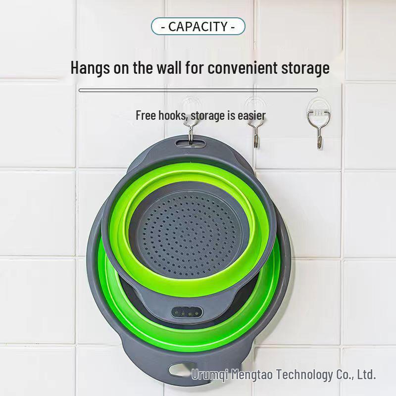 Foldable Round Vegetable & Fruit Washing Basket with Drain