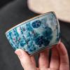 Blue and White Antique Old Clay Kungfu Tea Master Cup Ceramic Fengshui Cylinder Cup Chinese Style Retro High-end Tea Set Gifts